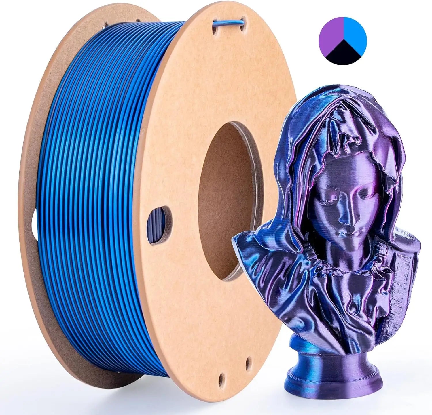 Multicolor 3D Printer Filament,Dual/Tri/Twist/Magic Color 1.75mm PLA Shiny Printing Filament,250g(0.55lbs) Fit FDM 3D Printer