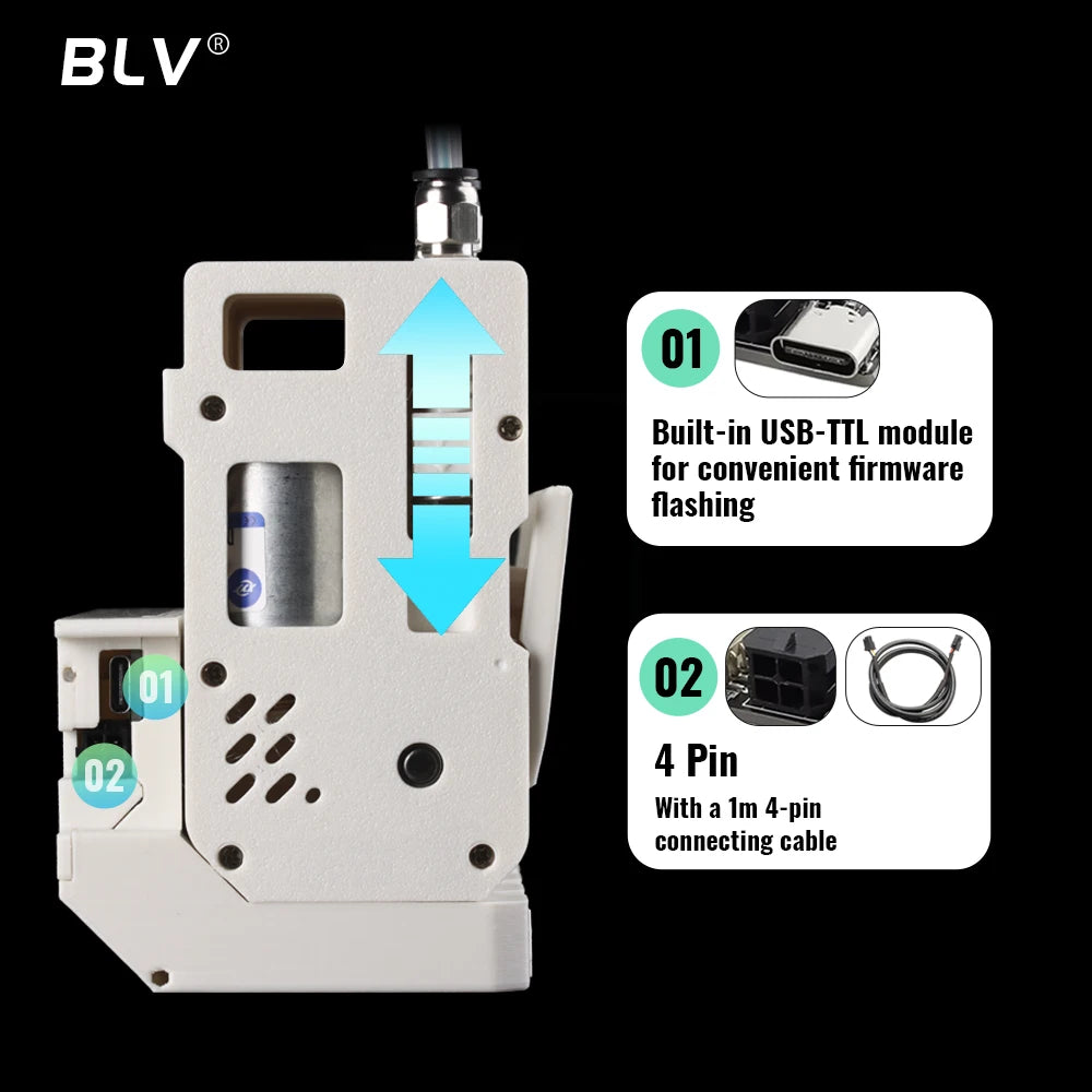 BLV BMCU Final 370C / 370C DM Upgrade Metal Gears, High‑Torque AMS Automatic Feeding MMU Solution for A1, A1 Mini, X1, P1 Series
