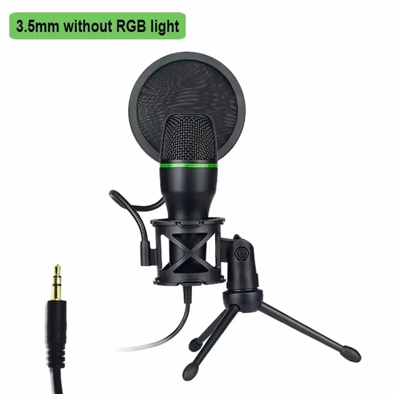 Condenser Microphone USB Wired For PC Computer Laptop Professional Gaming Accessories Streaming Sound Live Podcast RGB Record