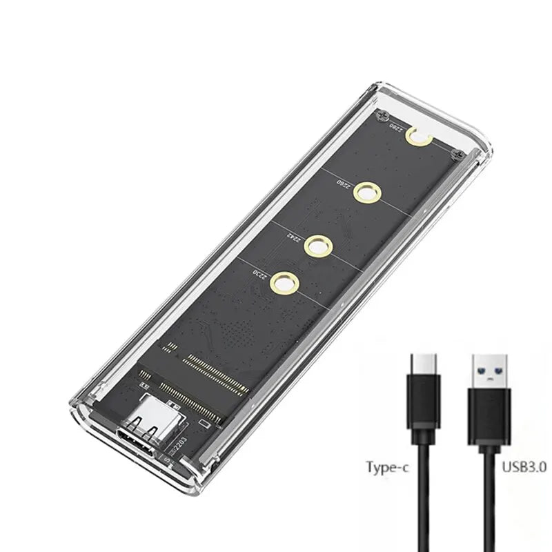 M.2 NVME PCIe NGFF SATA Dual Protocol SSD Case Clear USB Type C PCI-E M2 SSD Transparent External Enclosure Hard Disk Box