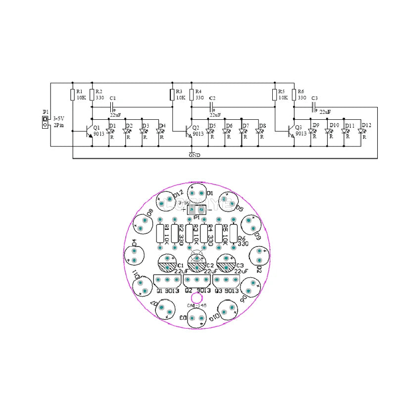 LED Round Water Lamp Production Kit Triode Sports Light Parts DIY Electronic Kit Fun Soldering Component Welding Skill Training