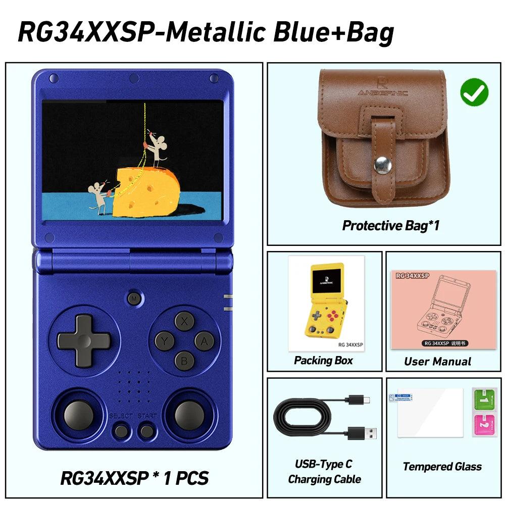Anbernic RG34XXSP 3.4-Inch IPS Linux 64-bit Game Console H700 Quad-Core 1GB Retro Game Player HD-Connect To TV RG 34XXSP 3300mAH
