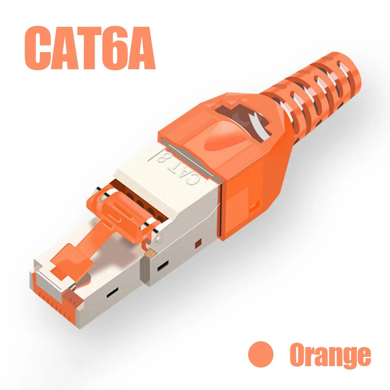 ZOERAX 1PCS RJ45 CAT8 Cat7 CAT6A Tool-Free Connector Toolless RJ45 Termination Plug Reusable Shielded for Ethernet Cables POE