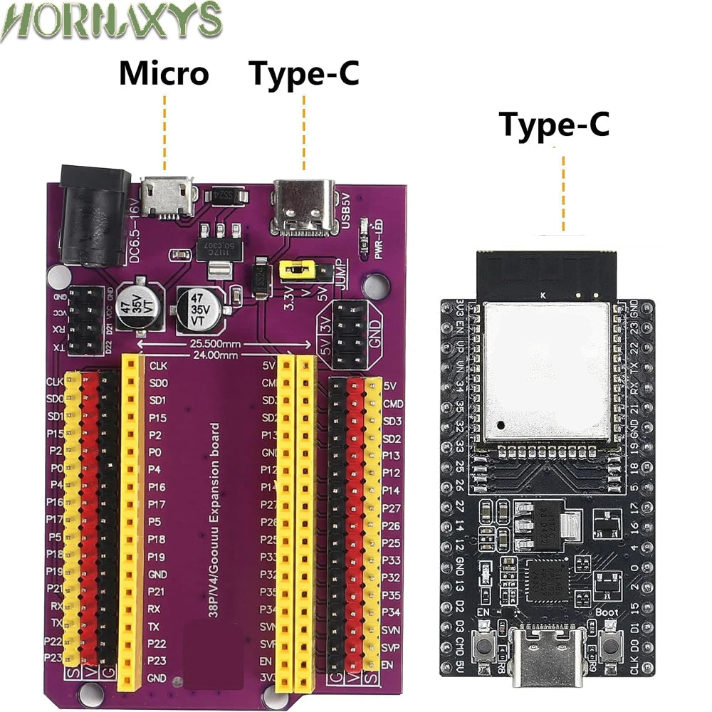 ESP32 Development Board with GPIO Expansion Board Kit ESP32-32D BT Wifi Module 38PIN CP2102 ESP32-DevKitC USB Type-C