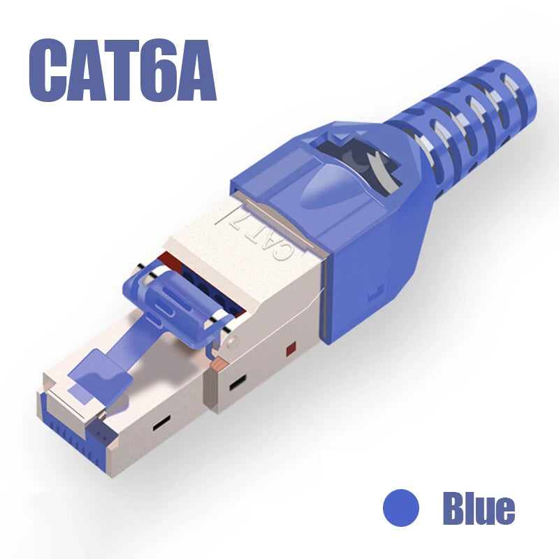 ZOERAX 1PCS RJ45 CAT8 Cat7 CAT6A Tool-Free Connector Toolless RJ45 Termination Plug Reusable Shielded for Ethernet Cables POE