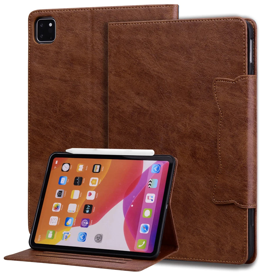 Card Slot Buckle Stand Tablet Case For iPad 2024 2025 10.2 10.9 11 12.9 13 inch Pro Air 4 5 6 7 8 9 10th Generation Cases Cover