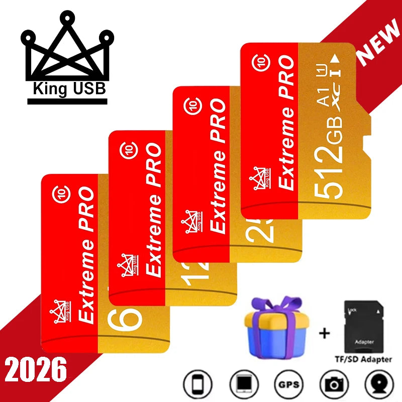 Class 10 Micro TF 256GB 512GB 64GB 32GB Memory 16GB 8GB High Speed Flash A1 Mini TF SD Card for Smartphone Camera Recording Stor