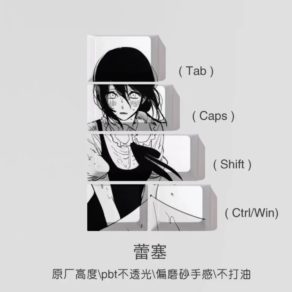 135 Keys Reze Keycaps Chainsaw Man Cherry Profile Cute Anime Keycap DYE-SUB PBT Keycap for MX Mechanical Keyboard 60/61/68/108