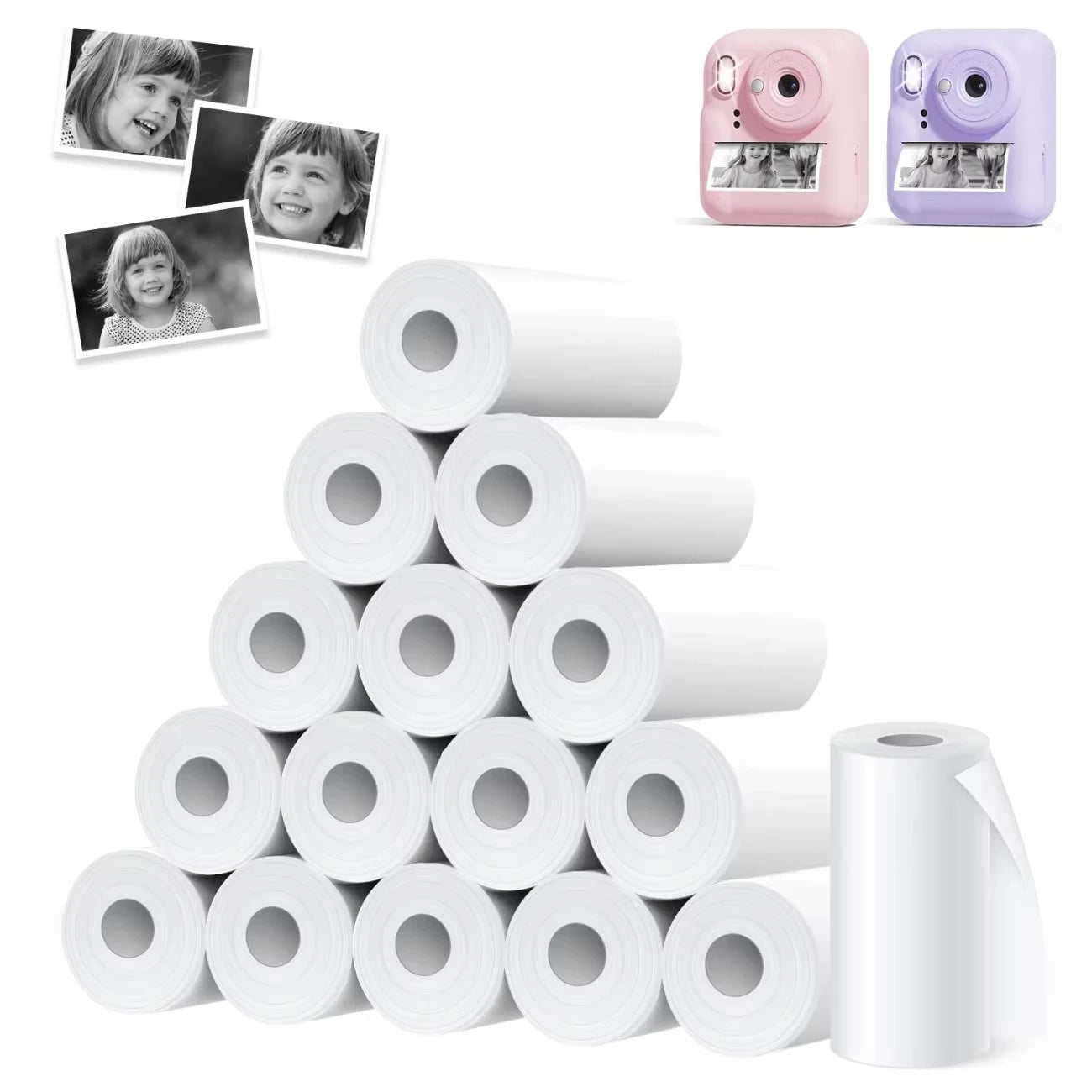 3-40Rolls 57x25MM Thermal Paper White Children Camera Instant Print Kids Camera Printing Paper Replacement Accessories Parts