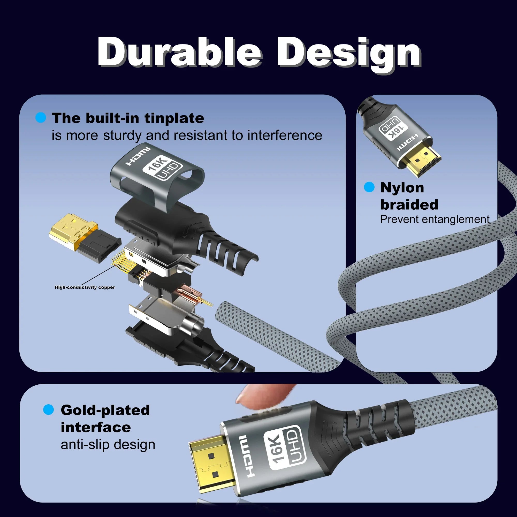 HDMI 2.2/2.1/2.0 Cable Maximum Bandwidth 96Gbps Support 8K@120Hz 4K@240Hz 2K@360Hz LIP Protocol for TV Monitor Game Console