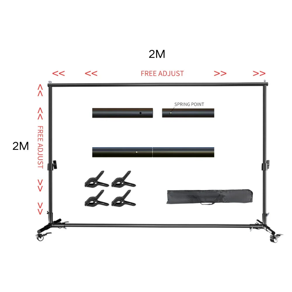Background Stand 2.4X3.0M Double-Crossbar for Backdrop Frame Support SystemPhotography Photo Studio Video Muslin Green Screen