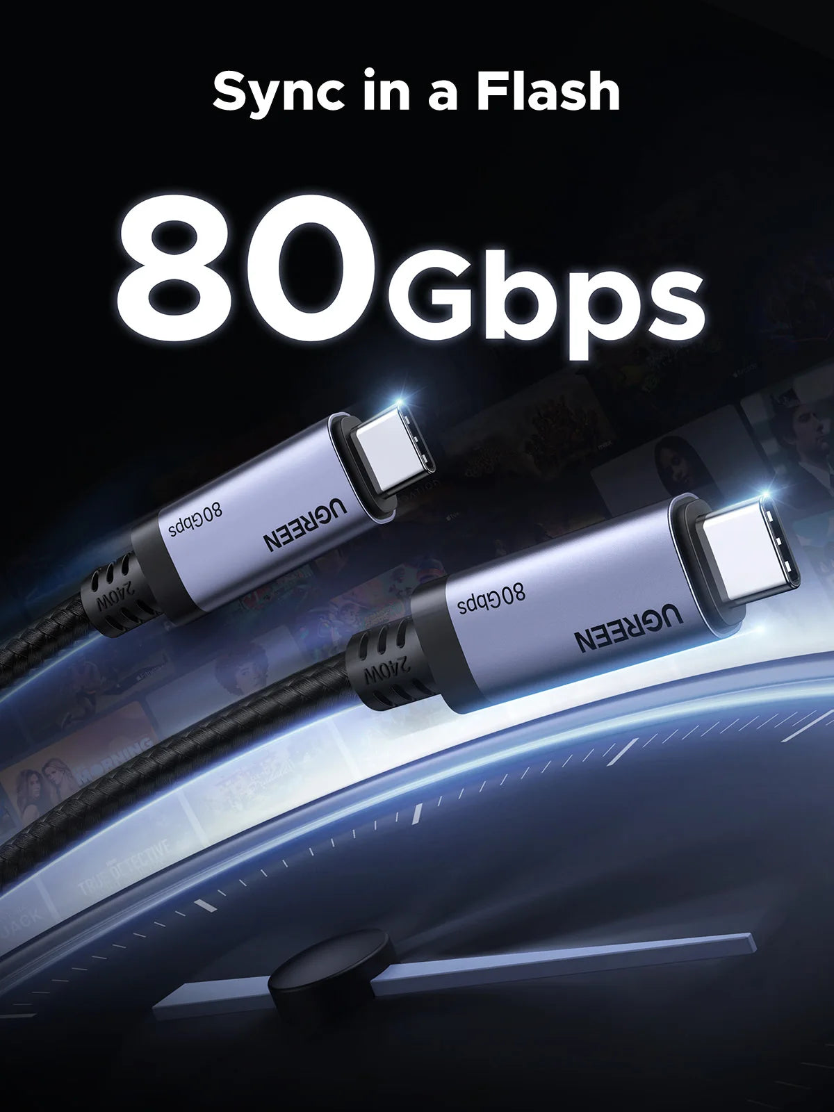 UGREEN PD3.1 240W USB-C Cable USB4 80Gbps 16K Display Type-C Fast Charging Compatible with USB-C Monitors MacBook iPad iPhone 17