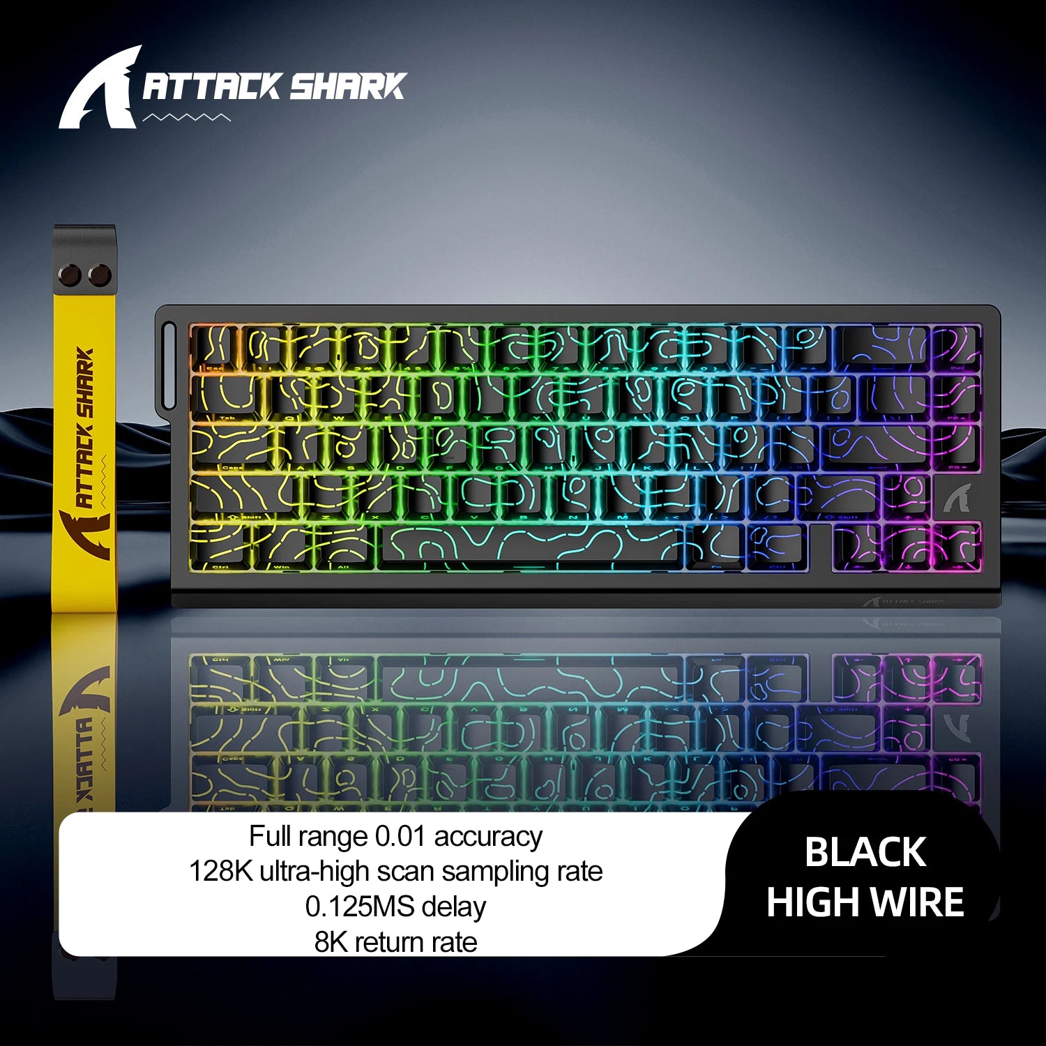 ATTACK SHARK X68HE Wired RGB Keyboard for PC Gaming with PBT Double-Shot Keycaps, 0.01mm Rapid Trigger Accuracy, 128K Scan Rate
