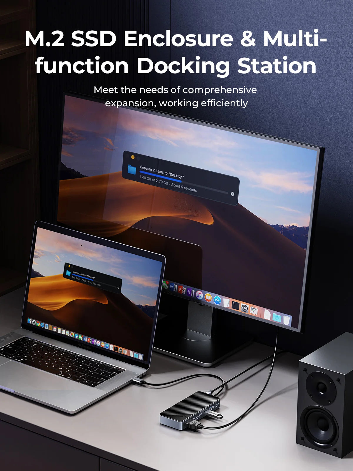 ORICO-USB C HUB with SSD Enclosure Laptop Docking Station 4K60Hz HDMI-Com 100W PD RJ45 SDTF 10Gbps M.2 NVME SATA SSD 8TB