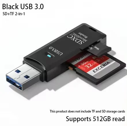 2-in-1 USB 3.0 High Speed Card Reader TF Memory Card Adapter Portable USB Flash Drive Design for PC Laptop Office Accessories