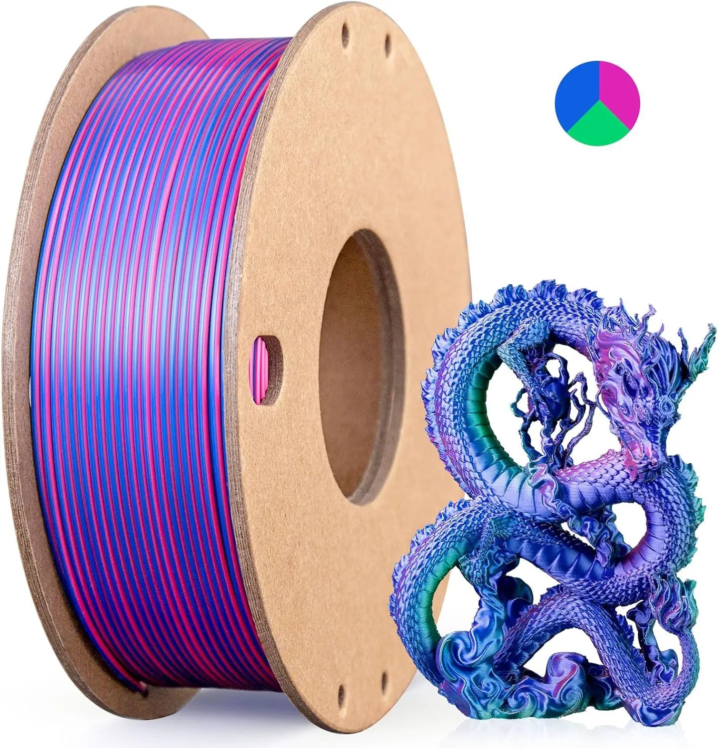Multicolor 3D Printer Filament,Dual/Tri/Twist/Magic Color 1.75mm PLA Shiny Printing Filament,250g(0.55lbs) Fit FDM 3D Printer