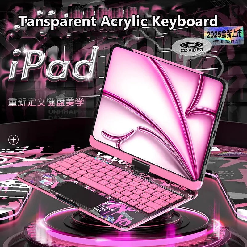 for IPad 11th Gen A16 2025 Air 11inch M3 M2 10th Gen A2696 A2757 Air 7 6 5 4 10.2 9th 8th 7th Pro 11 Hard Touchpad Keyboard Case