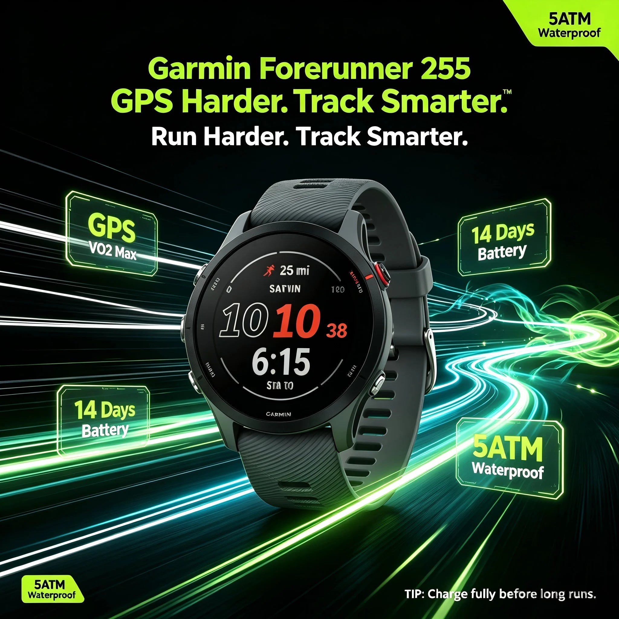 Garmin Forerunner 255 Smartwatch for Men Women, Multisport Fitness Tracker, Built-in GPS, Sleep & Stress Tracking, Swim Proof, Long Battery Life