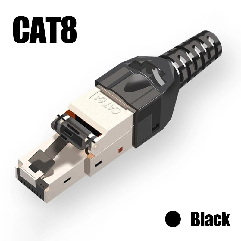 ZOERAX 1PCS RJ45 CAT8 Cat7 CAT6A Tool-Free Connector Toolless RJ45 Termination Plug Reusable Shielded for Ethernet Cables POE