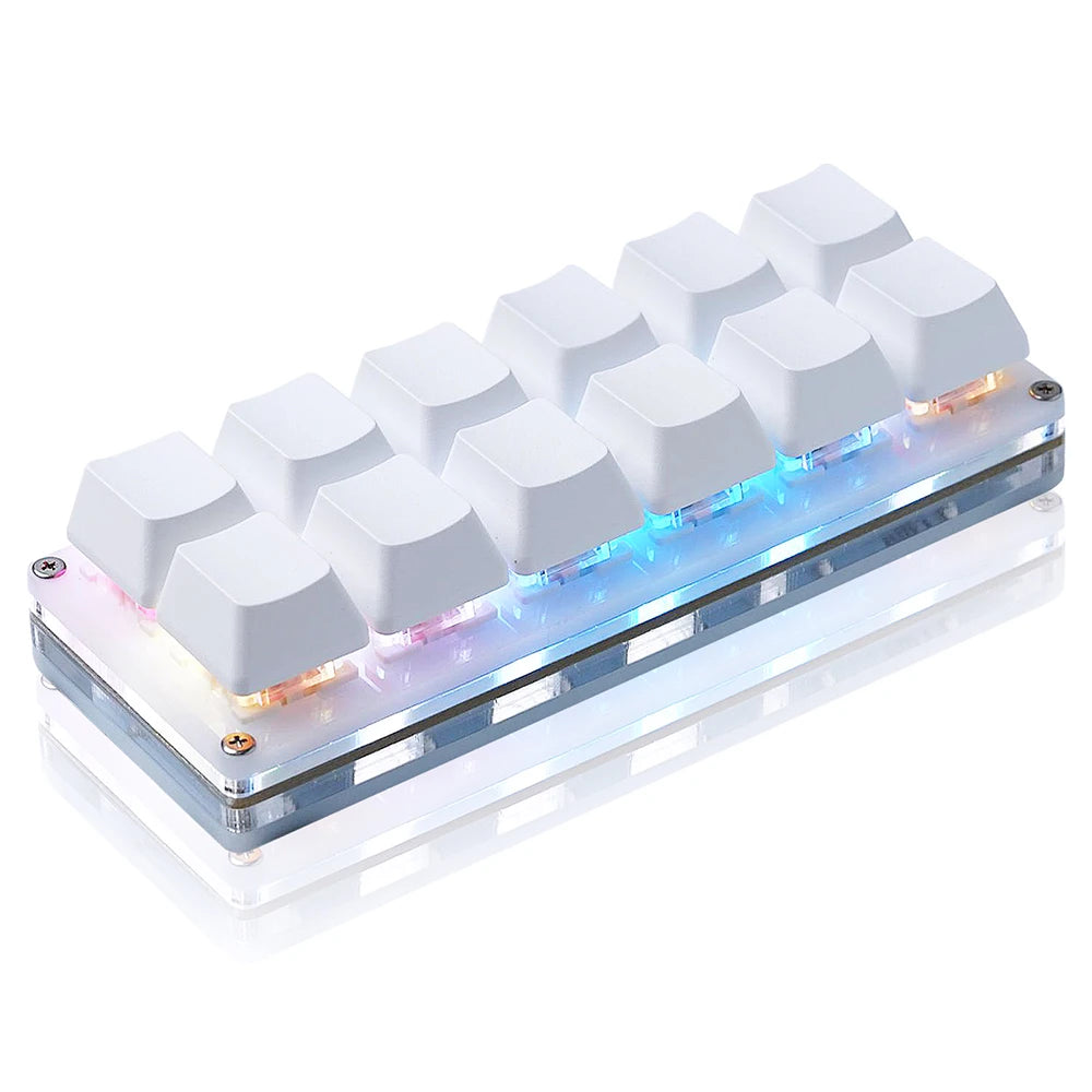 12 Keys Mini Mechanical Gaming Keyboard One Handed Keypad USB-C Wired OSU Keypad Programmable and Hot Swappable Keyboard