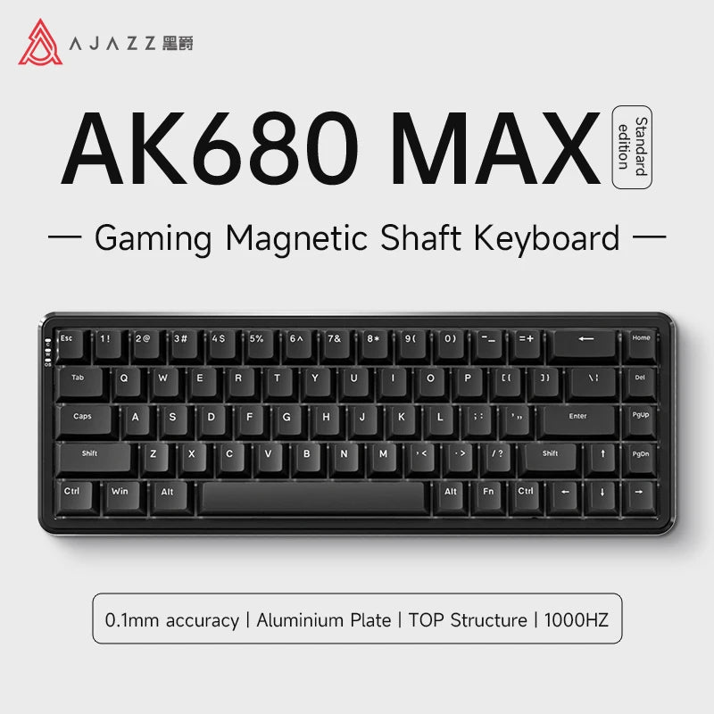 AJAZZ AK680 MAX Magnetic Axis Gaming Mechanical Keyboard 0.02mm accuracy 0.125ms ultra-low latency | 8K return rate 32K scan rate 8KHz return Quick triggering/resetting of aluminum alloy positioning plate with precision adjus