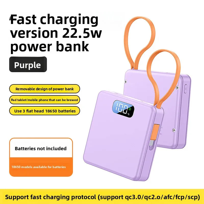 3 Slots 18650 Battery Box DIY Power Bank Charger Shell Fast Charging Case With Charge Cable Mini Solderless Power Supply Housing