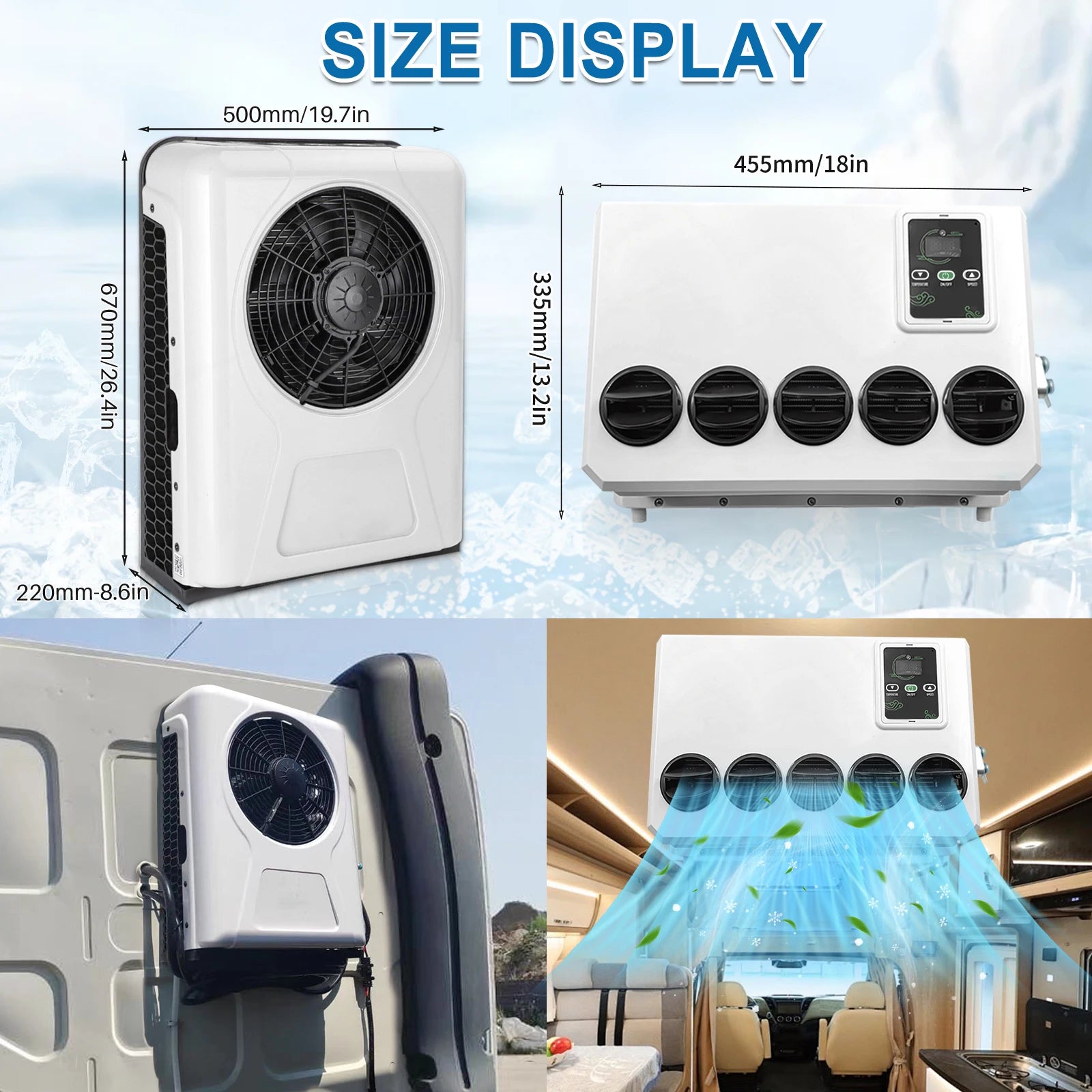 Treeligo 12V Universal Electric Air Conditioner 12V RV Automotive Split Air Conditioning Car Truck Parking Camper Van Tractor