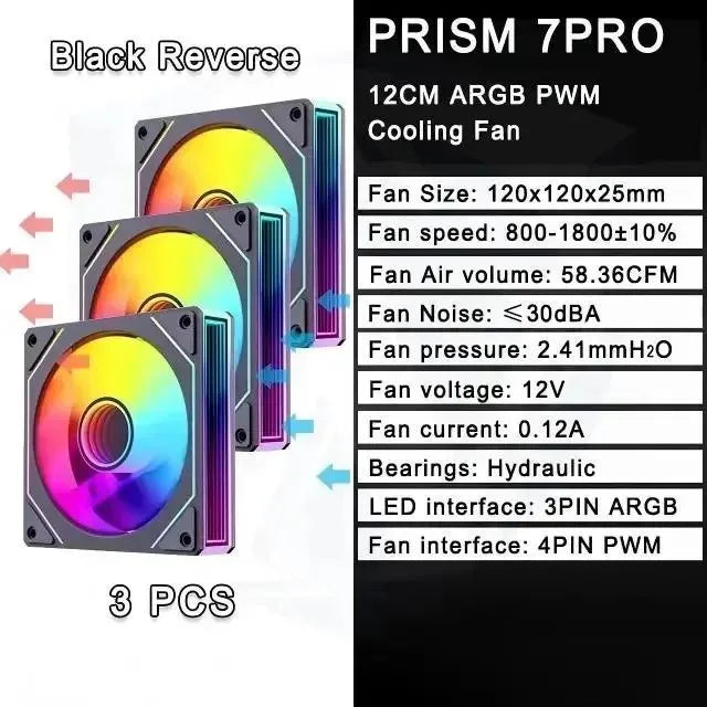 PRISM 4 RS 12cm ARGB 4 Pin Computer Case Fan Quiet Cooling 12V Large Air Volume 1200RPM for Desktop Gaming PC Build