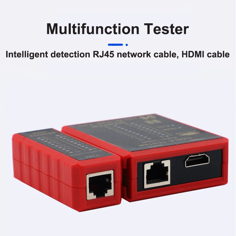 Multifunctional Cable Tester-HDTV-Compatible, RJ45 8P8C POE Anti-Burn&RJ11 Line Professional Test Tool for Network Maintenance