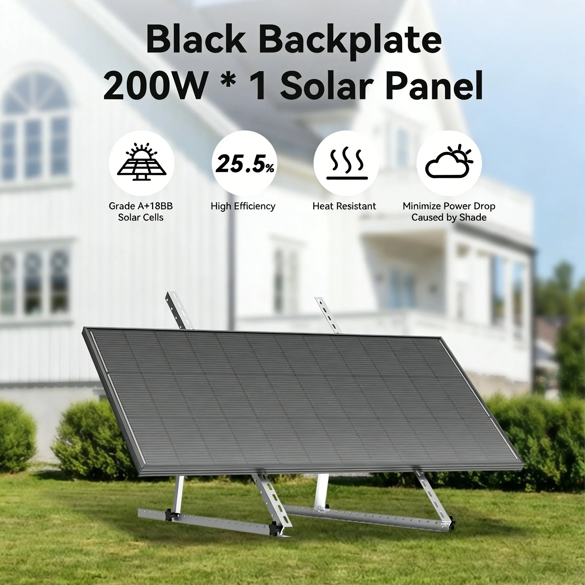 Rvpozwer 200w High Efficiency Black Monocrystalline Solar Panel With Busbar Hidden Technology For RVs Trucks Vehicles Home Power