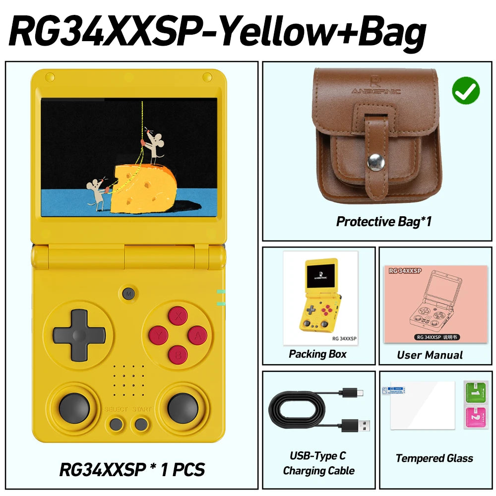 Anbernic RG34XXSP 3.4-Inch IPS Linux 64-bit Game Console H700 Quad-Core 1GB Retro Game Player HD-Connect To TV RG 34XXSP 3300mAH