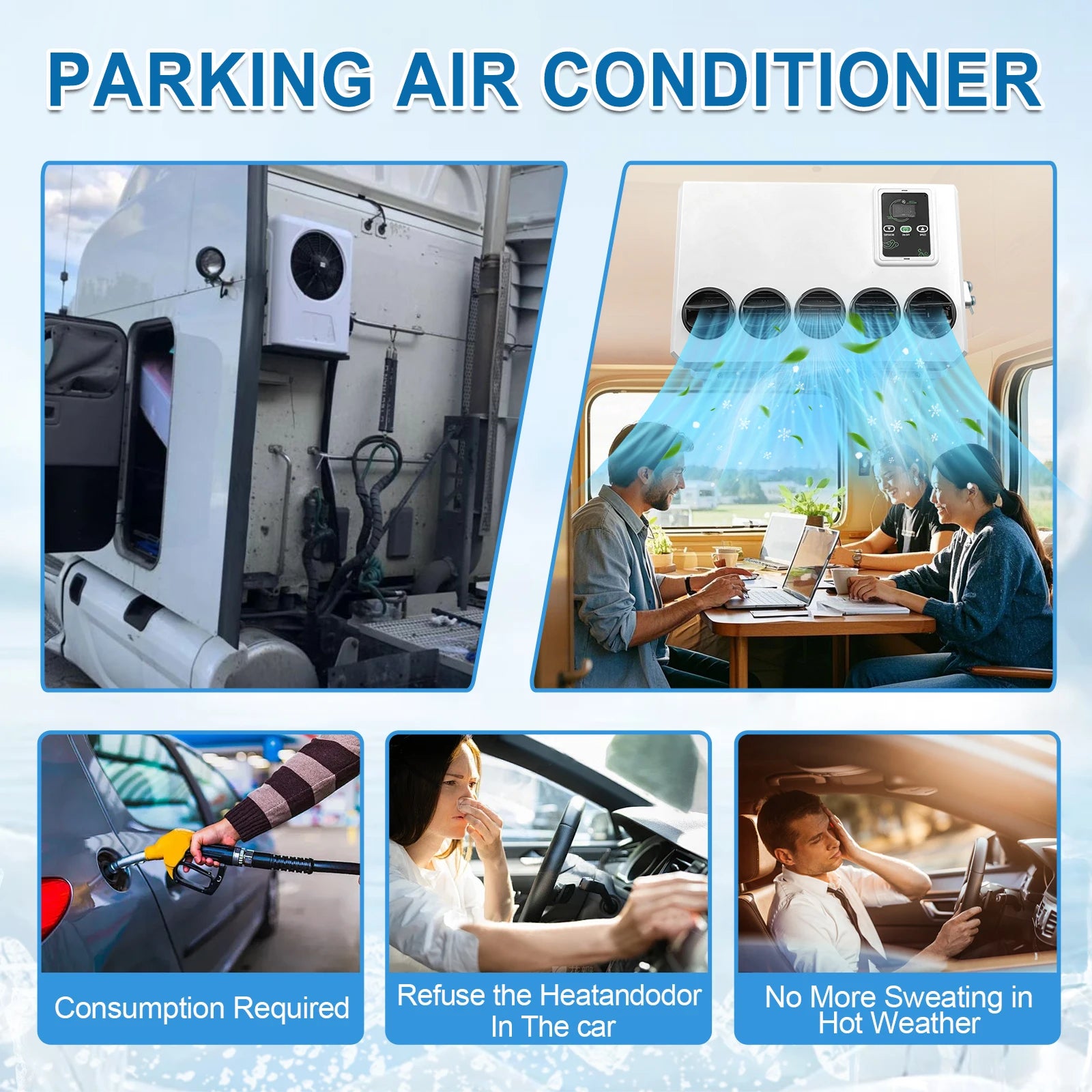 Treeligo 12V Universal Electric Air Conditioner 12V RV Automotive Split Air Conditioning Car Truck Parking Camper Van Tractor
