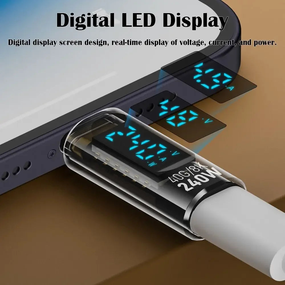 1PCS Digital LED Display USB 4 Type-C Adapter 8K 60HZ 40Gbps Power Meter Tester Data Transmission PD 240W USB C Extension
