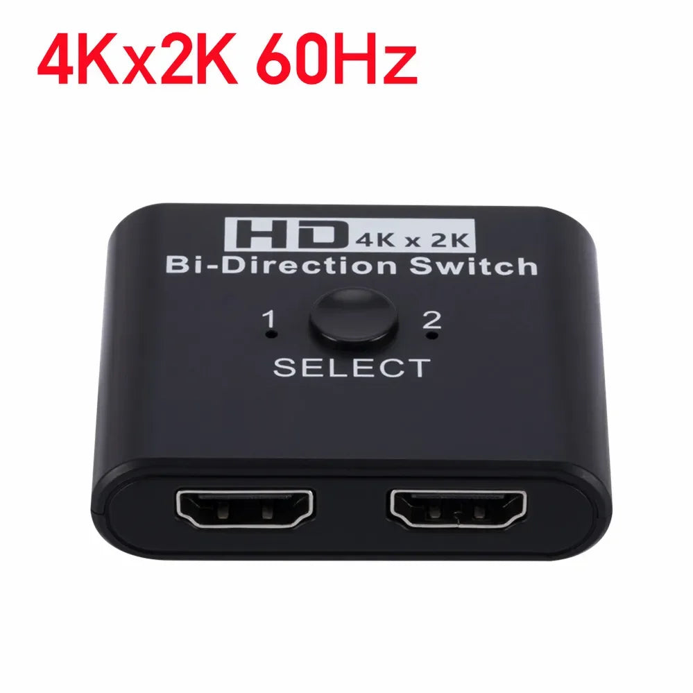 2 Ports Bi-Direction HDMI-compatible Video Switcher High Speed 4K 60Hz HDMI Splitter 2 in 1 out HDMI Switch 1x2/2x1 HUB Adapter