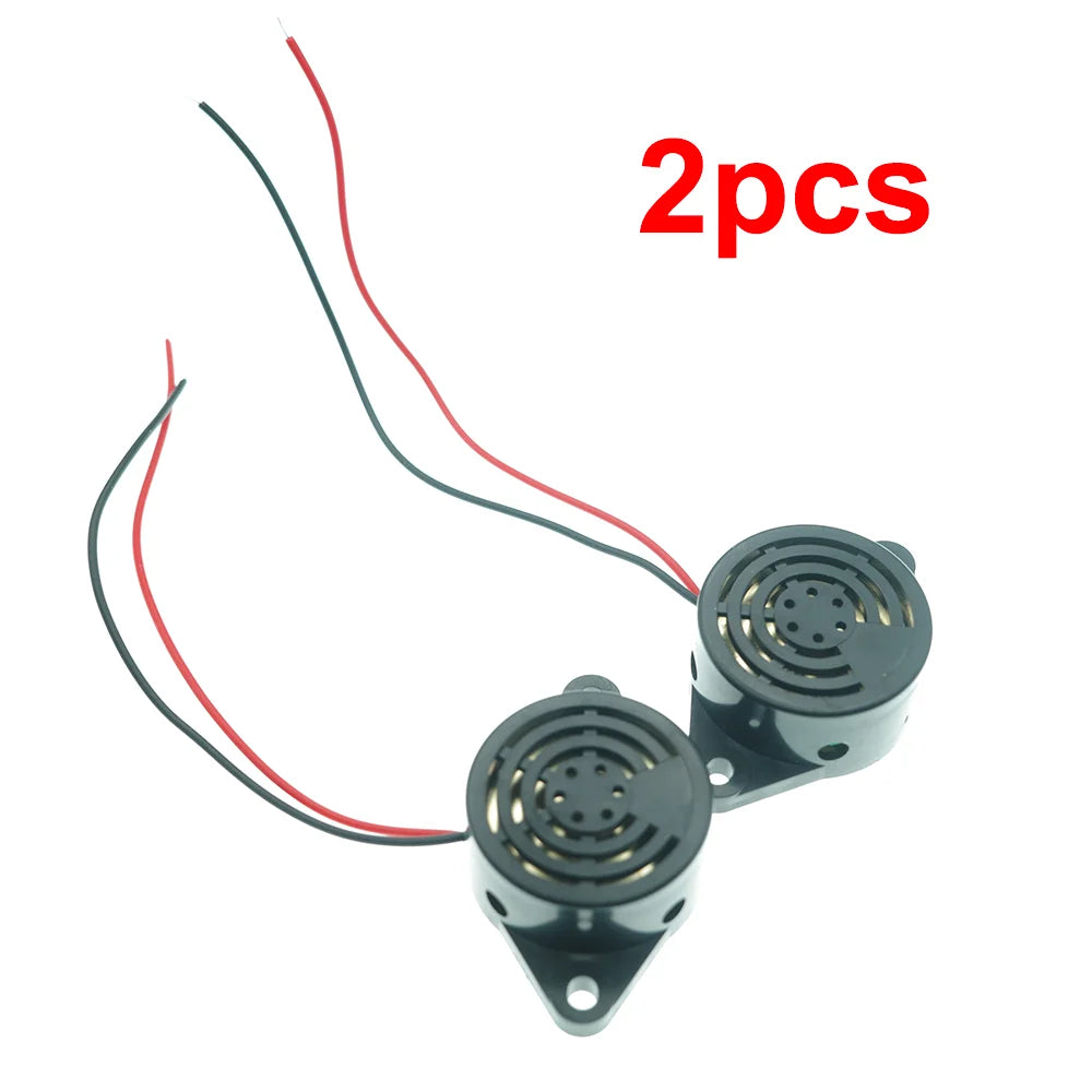 2 PCS Piezo Buzzer, Icstation Buzzer Alarm 12V Electronic Beep Buzzer 100dB Piezo Alarm Siren Continous Sound for Motorcycle