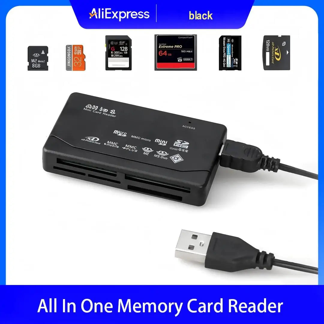 USB All-In-One Memory Card Reader External SD SDHC Mini Micro M2 MMC XD CF for MP3 Digital Camera