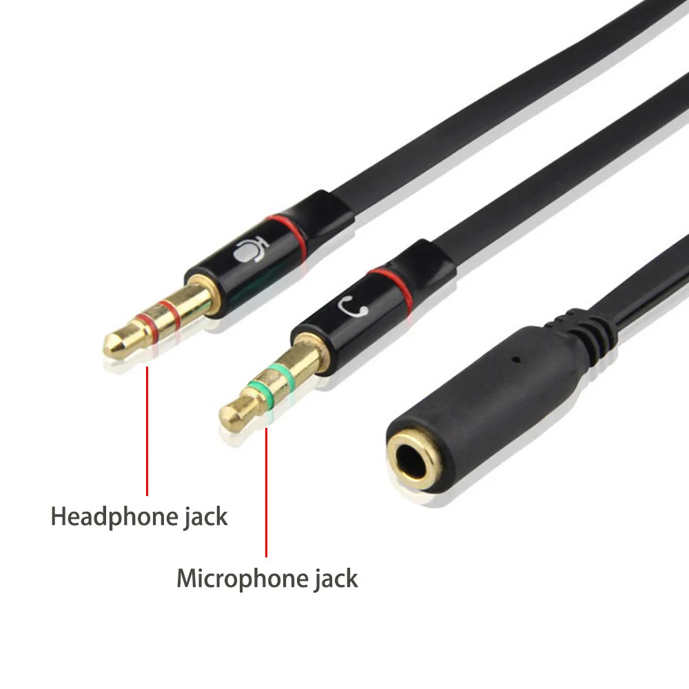 3.5mm PC Computer Audio Cable Earphone Cable Conversion Microphone Headset Converter Cable Headphone Jack Adapter Aux Splitter