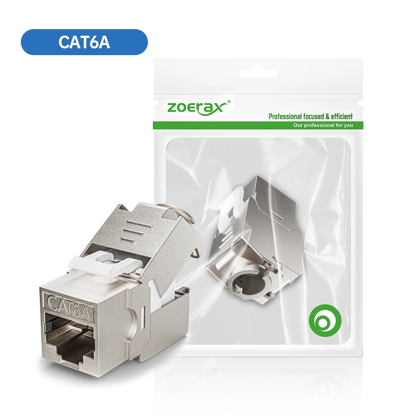 ZoeRax Cat6a Cat7 Cat8 Keystone Jack, RJ45 STP Tool-Less Type Zinc Alloy Module Shielded Keystone Jack Adapter 40 Gigabit
