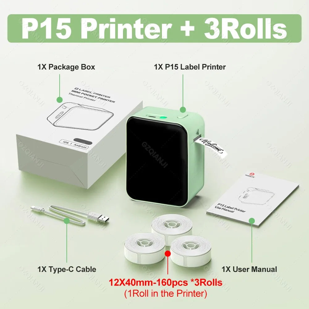 Marklife P15 Wireless Bluetooth Label Printer Portable Thermal Printer Similar as D11 D110 D101 Label Machine Mini Label Maker