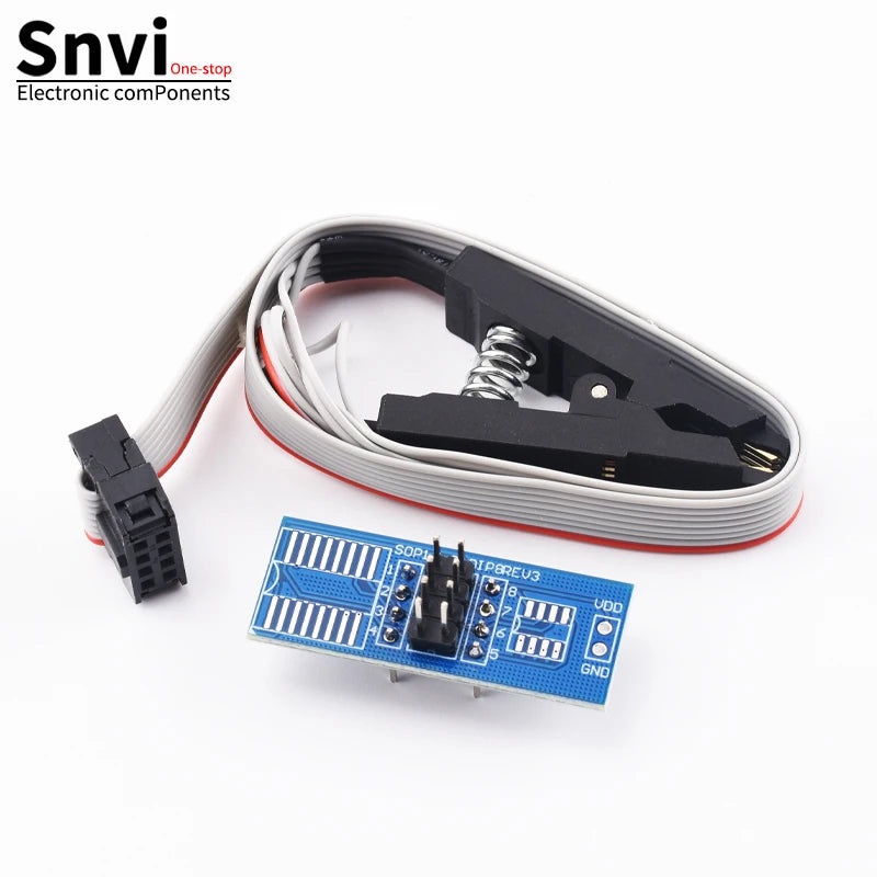 CH341B USB EEPROM Flash BIOS Programmer Module with SOIC8 SOP8 Test Clip, SPI Flash Reader Writer for 24CXX 25CXX 93CXX Chips