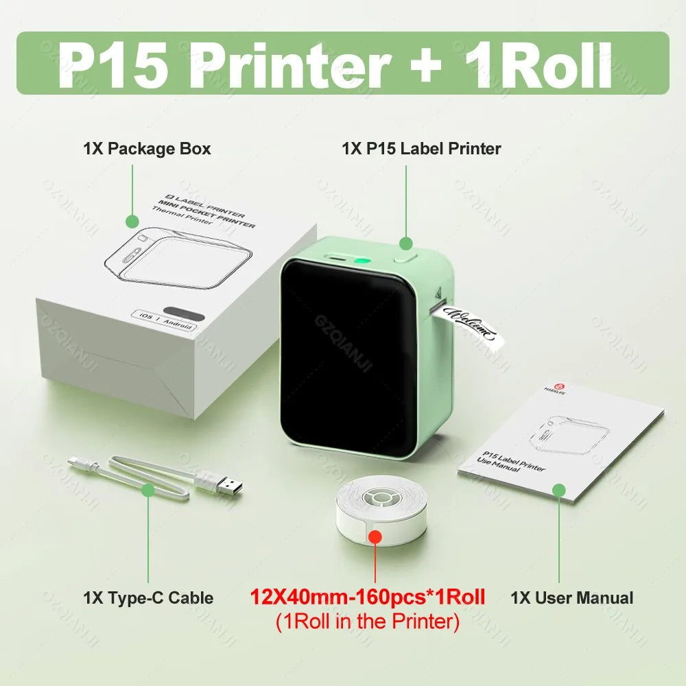 Marklife P15 Wireless Bluetooth Label Printer Portable Thermal Printer Similar as D11 D110 D101 Label Machine Mini Label Maker