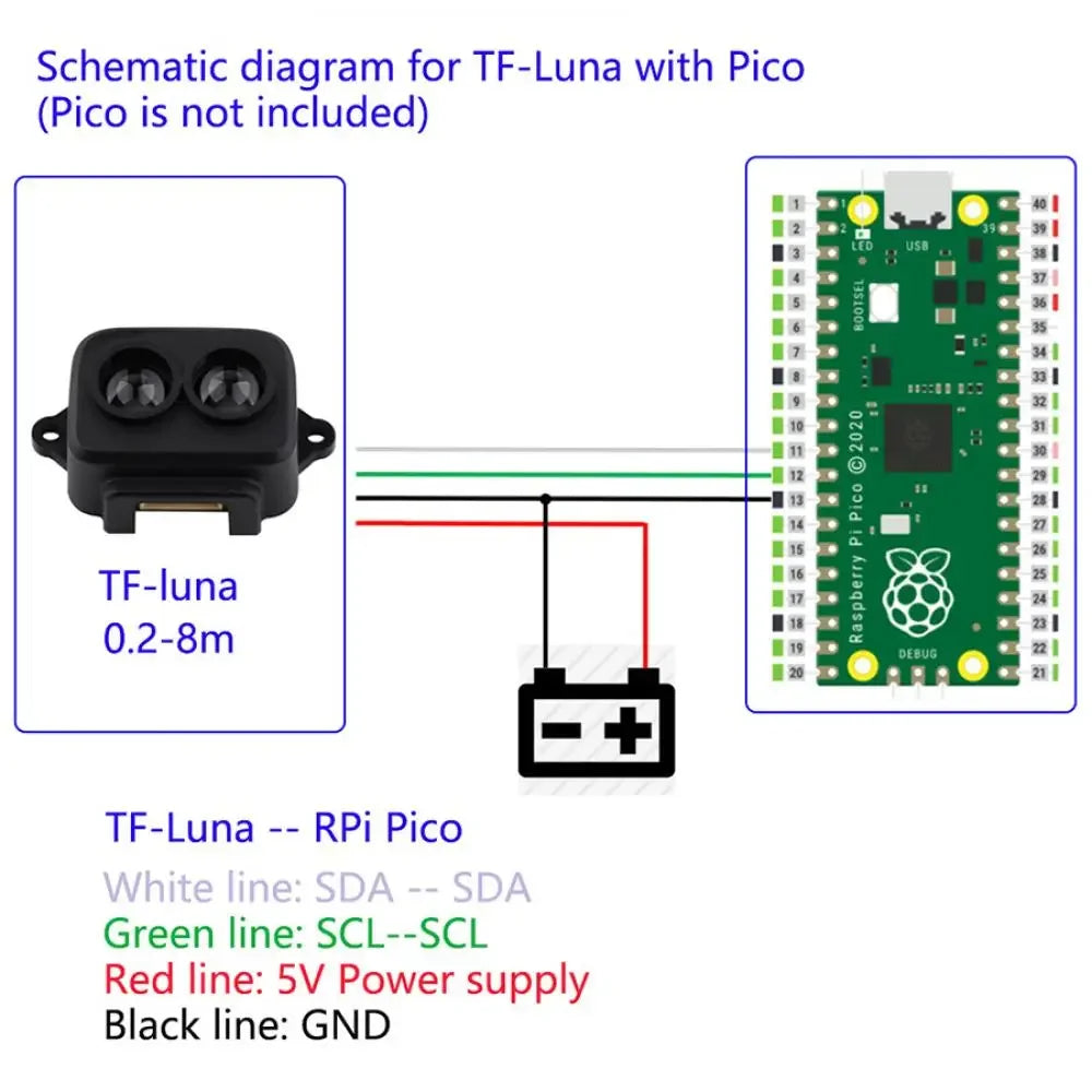 TF-Luna Lidar Ranging Sensor Module 0.2-8m Range Finder Sensor Single-Point Micro Ranging Module 5V UART IIC for Arduino Pixhawk