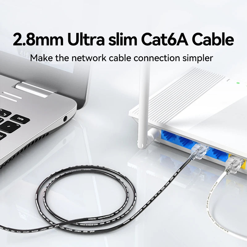 SAMZHE Slim Cat6A RJ45 Internet Cable High Speed 10Gbps 31AWG Pure Copper Wire Core Network LAN Computer Patch Cable For PC