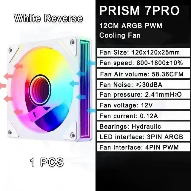 PRISM 4 RS 12cm ARGB 4 Pin Computer Case Fan Quiet Cooling 12V Large Air Volume 1200RPM for Desktop Gaming PC Build