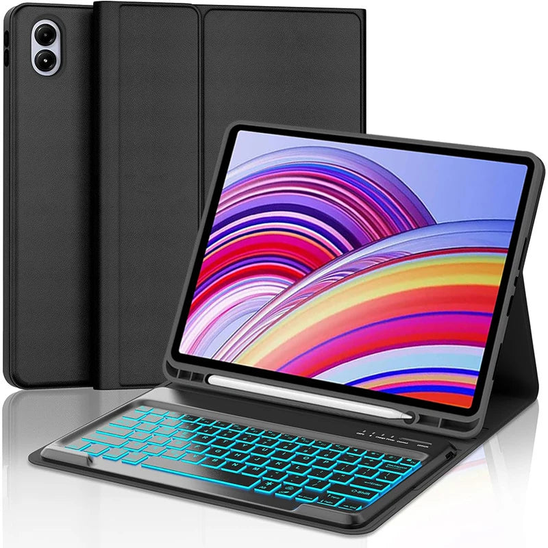 For Xiaomi Redmi Pad 2 Pro 12.1 Inch Case, Keyboard Cover for Xiaomi POCO Pad M1 12.1 inch Tablet Case With Pencil Holder
