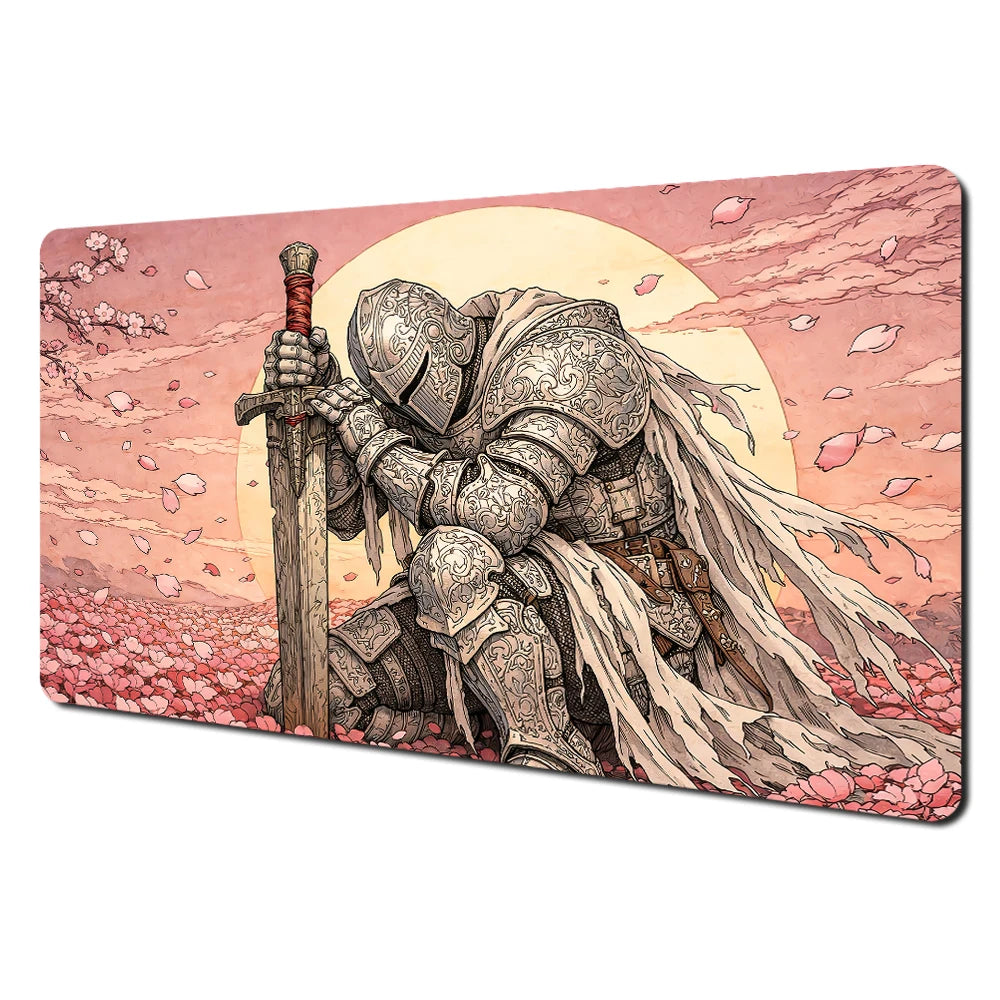 Japanese Ghost Samurai Pattern TCG Playmat Magic Card Battle Mat 35X60CM Deskmat Tapete Magic Mat Non-Slip Durable Stitched Edge