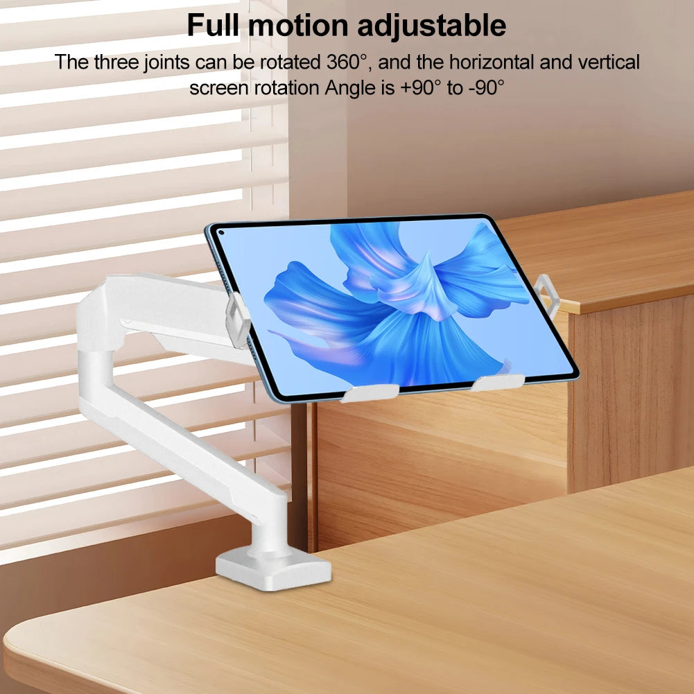 Aluminum Desktop Mount Fully Adjustable Laptop Desk Mount 2-9kg Gas Spring Arm Up To 17.3 Inch Laptop Tray Desktop Stand Clamp
