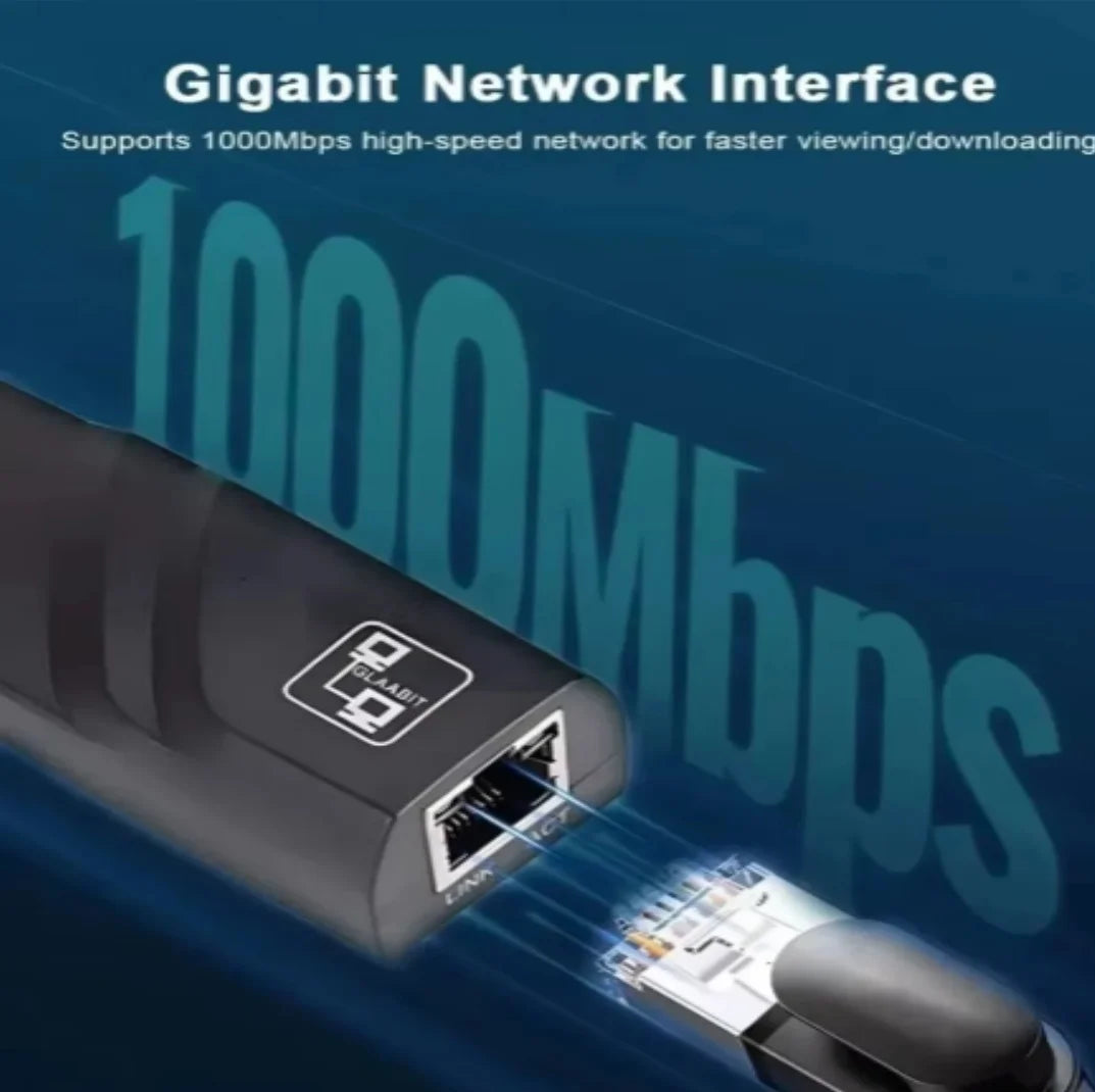 USB 3.0 to RJ45 Gigabit Ethernet Adapter 10/100/100embps Wired LAN Network Card for PC Laptop Mac Windows Android Not fon Switch