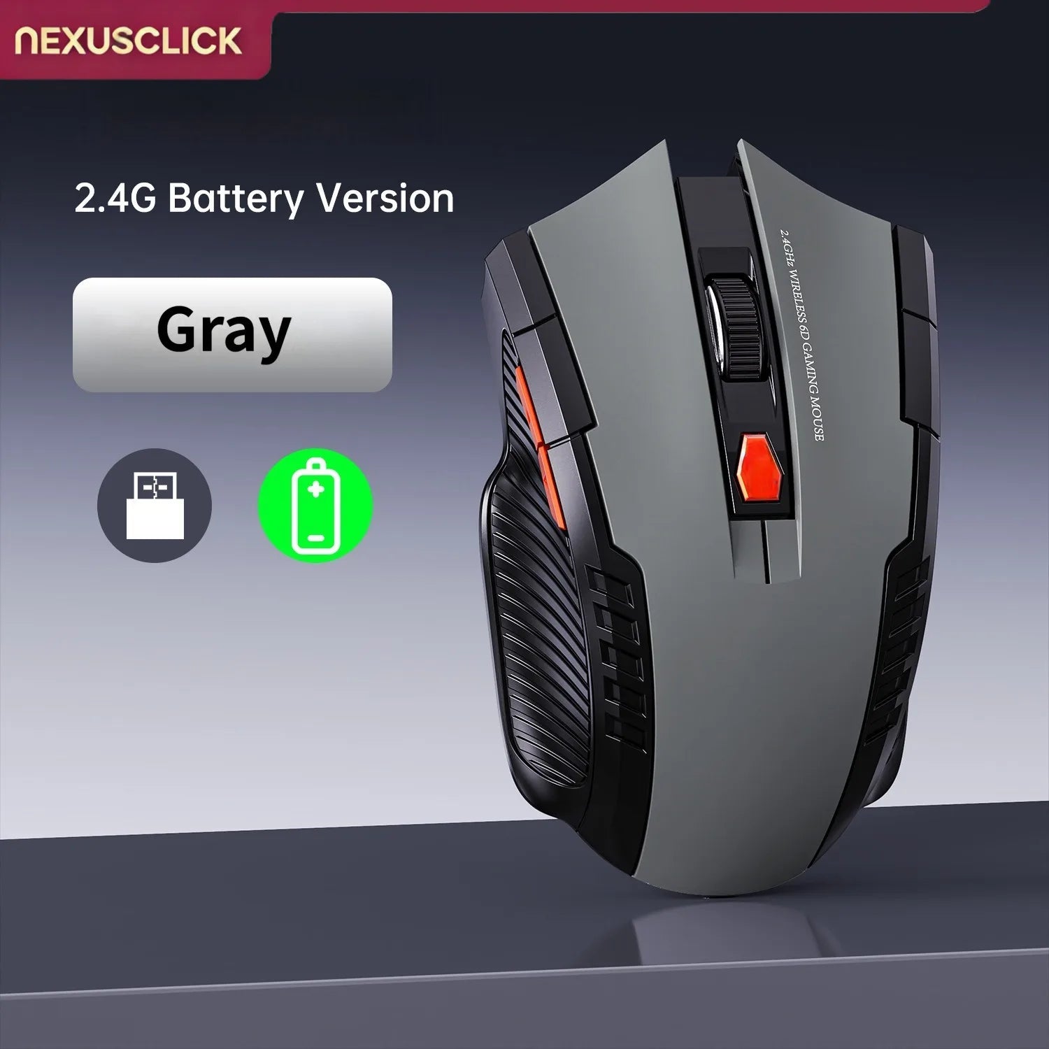 NEXUSCLICK Wireless Optoelectronic Mouse,1600DPI 6 Silent clicks New Game&Craft Gift Mice in Stock USB Receiver for Office Gamer
