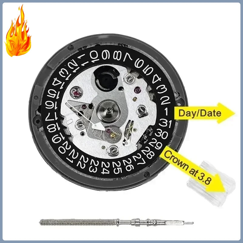 NH35 Premium Mechanical Movement NH35A White At 3/3.8/6 Date wheel 24 Jewels Automatic Self-winding High Accuracy Movt Replace